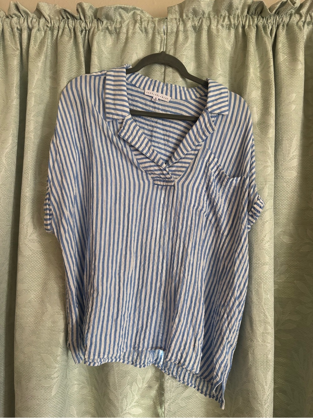 Jane and Delancey Blue and White Striped V-Neck Blouse